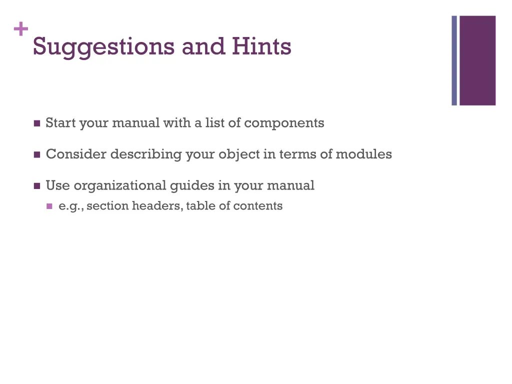 suggestions and hints