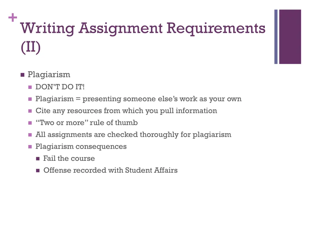 writing assignment requirements ii