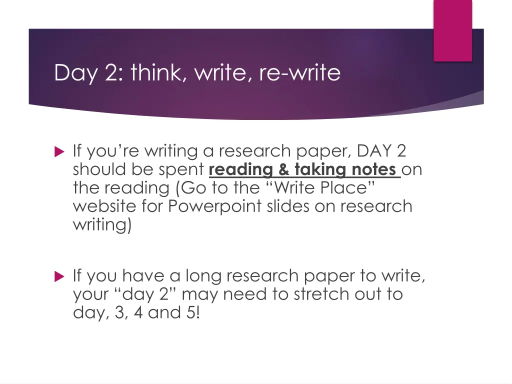 day 2 think write re write