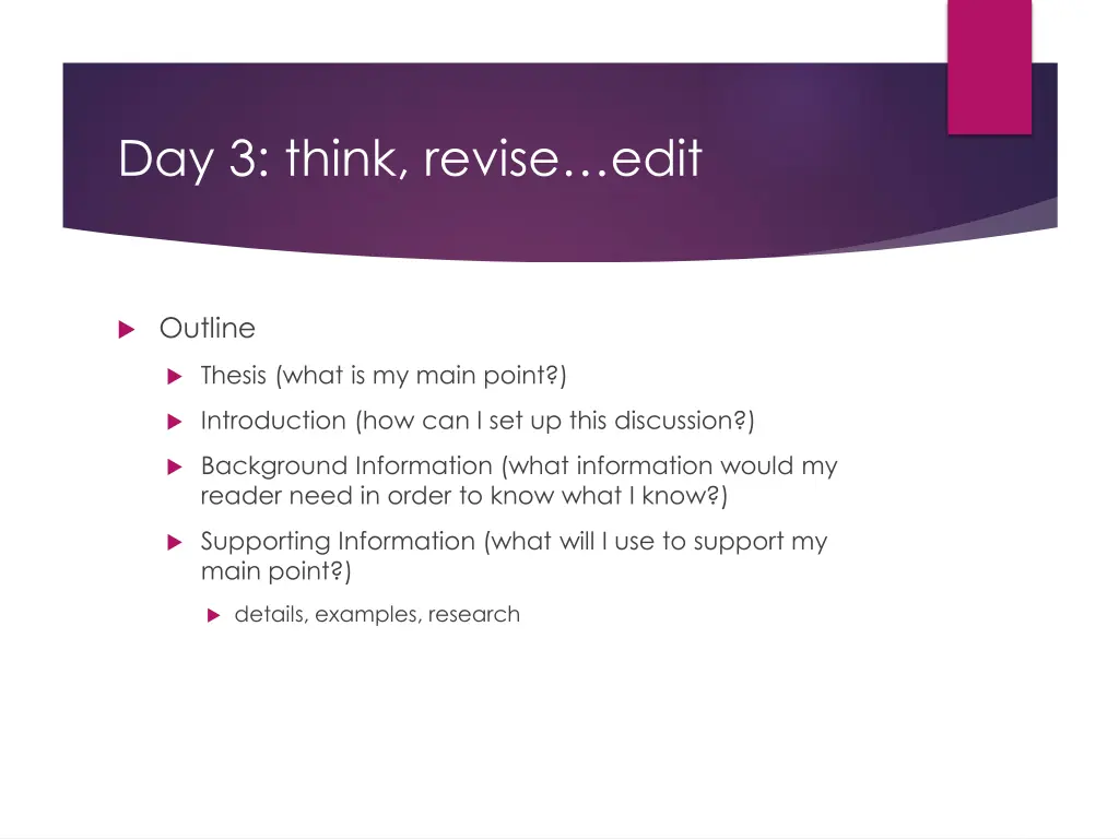 day 3 think revise edit