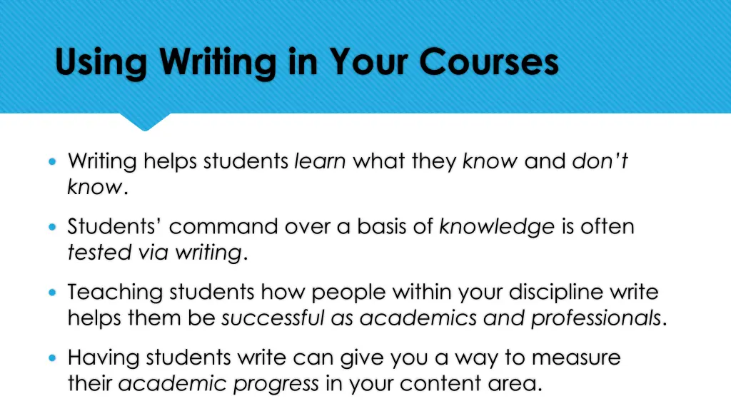 using writing in your courses