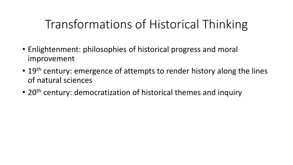 transformations of historical thinking