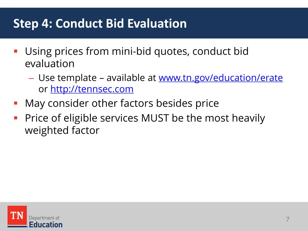 step 4 conduct bid evaluation