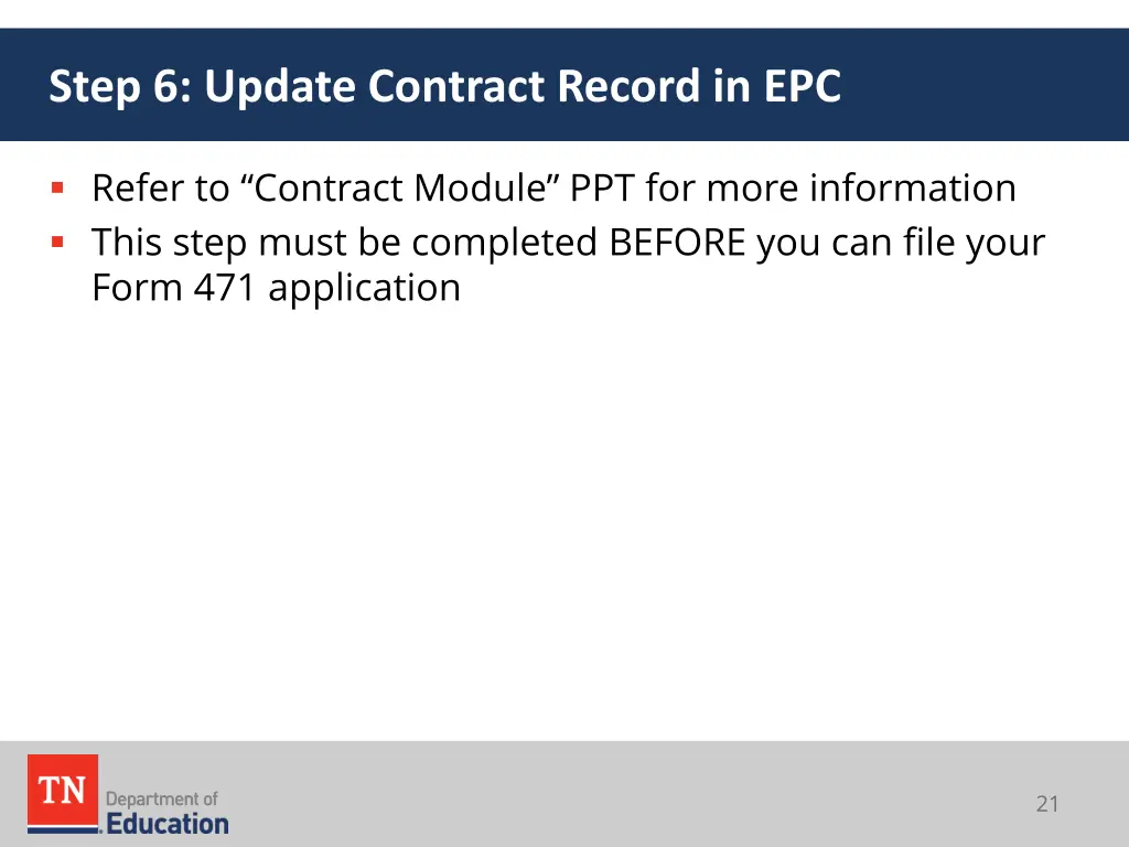 step 6 update contract record in epc 1