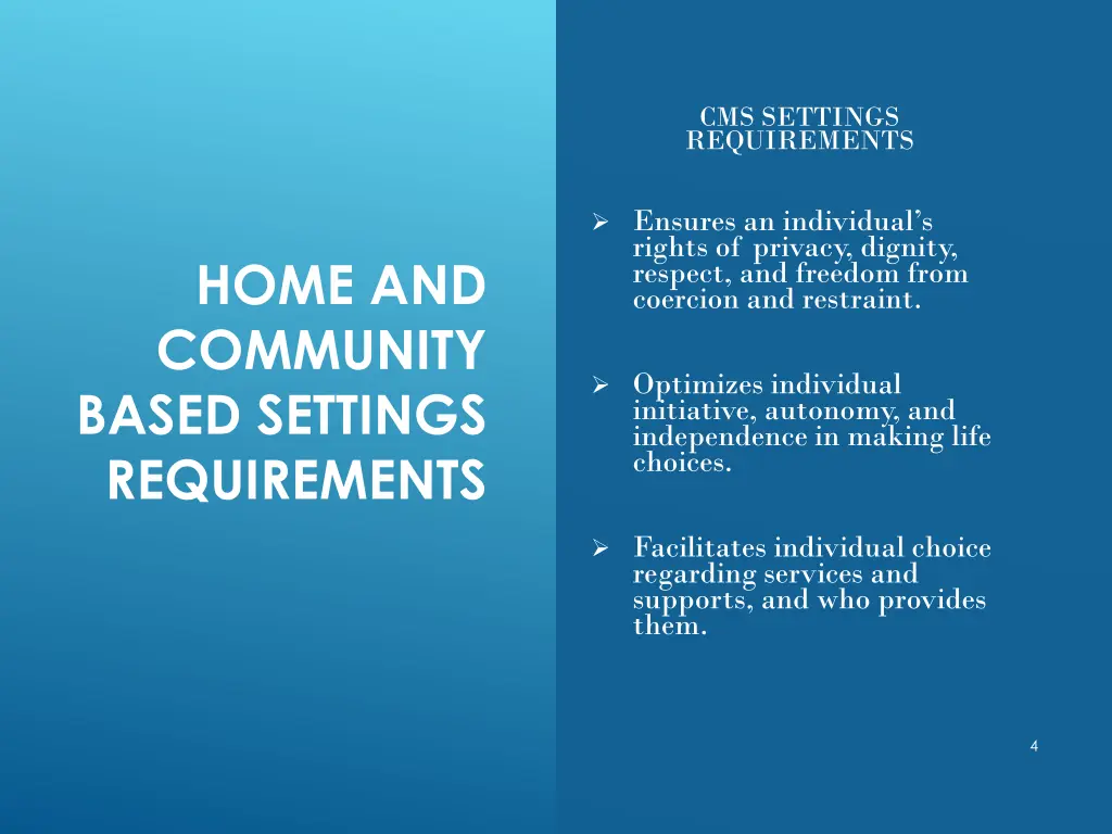 cms settings requirements