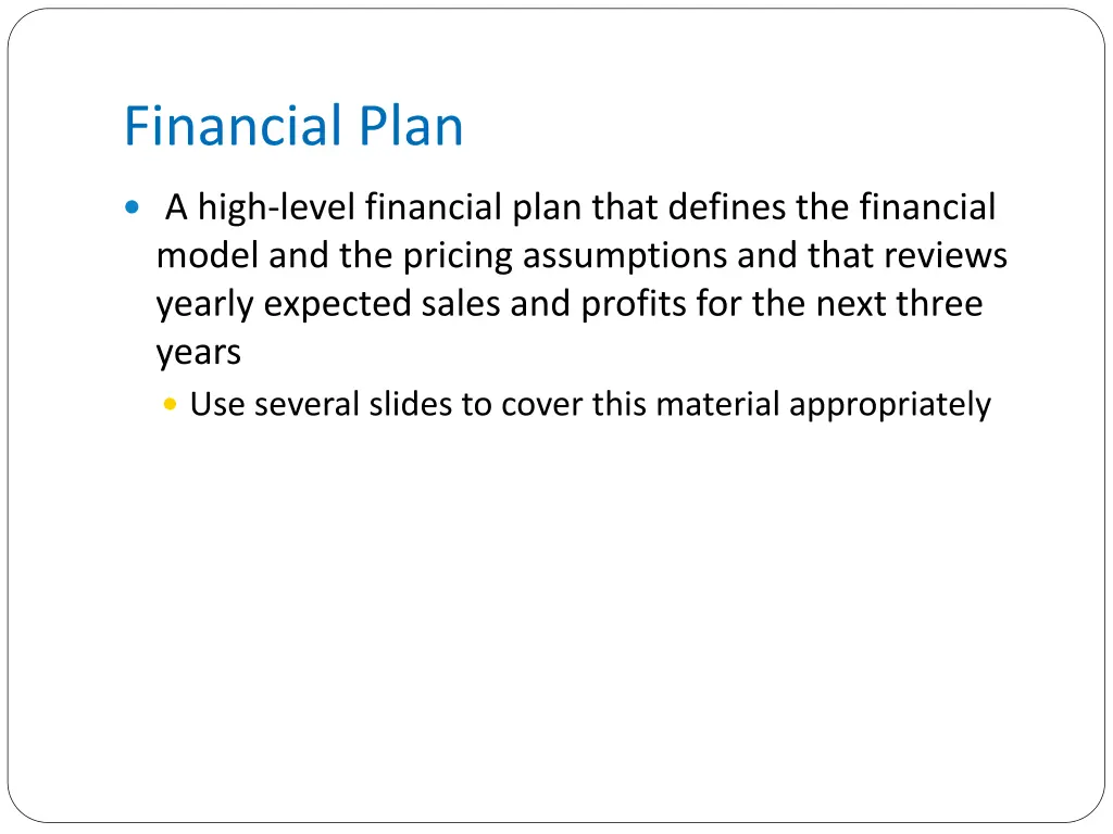 financial plan