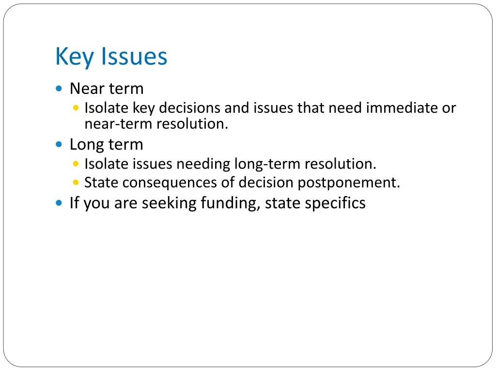 key issues