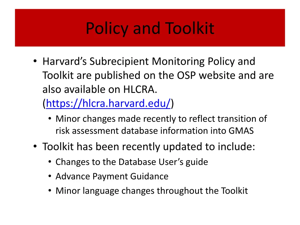 policy and toolkit