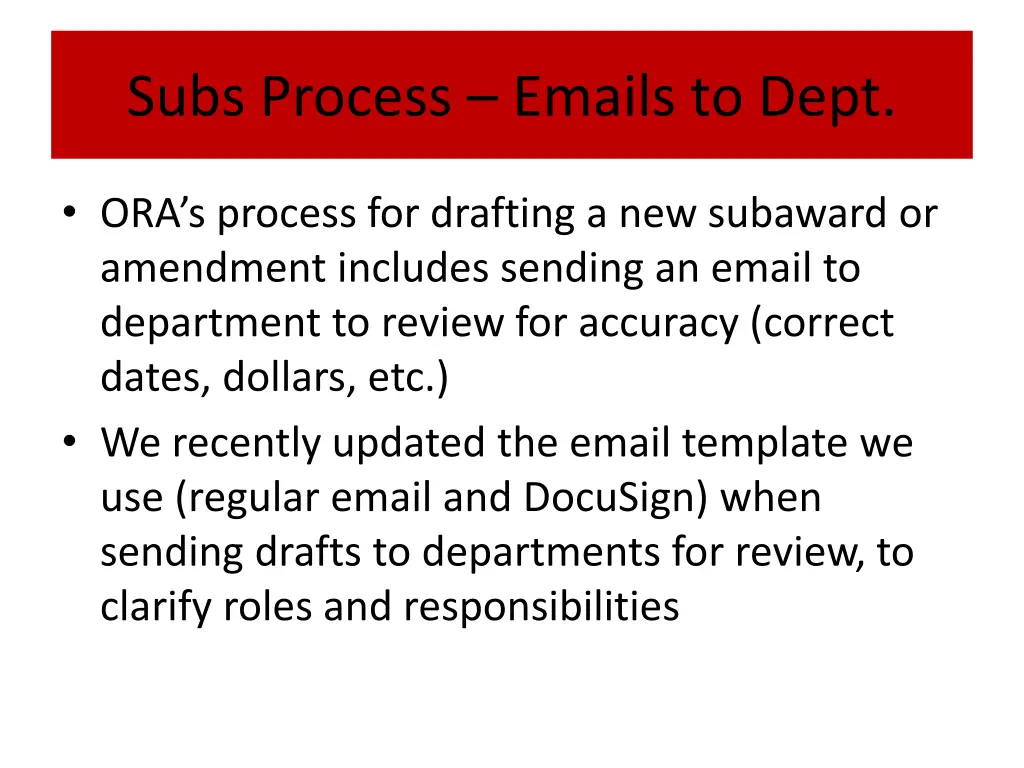 subs process emails to dept