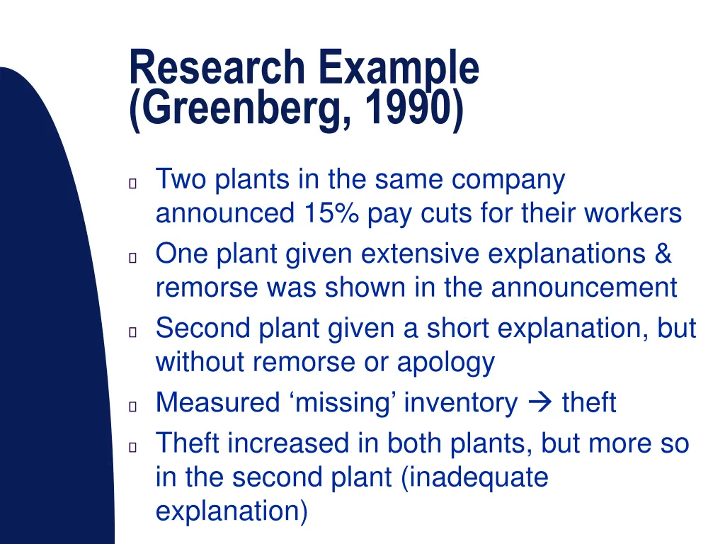 research example greenberg 1990