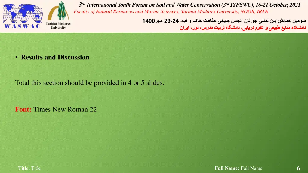3 rd international youth forum on soil and water 5