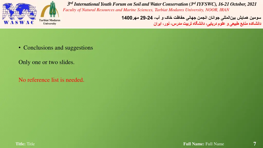 3 rd international youth forum on soil and water 6