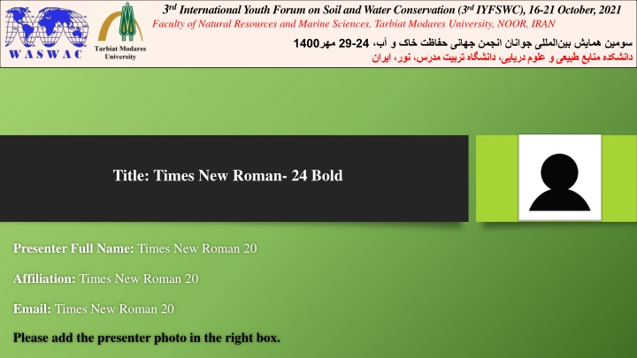 3 rd international youth forum on soil and water
