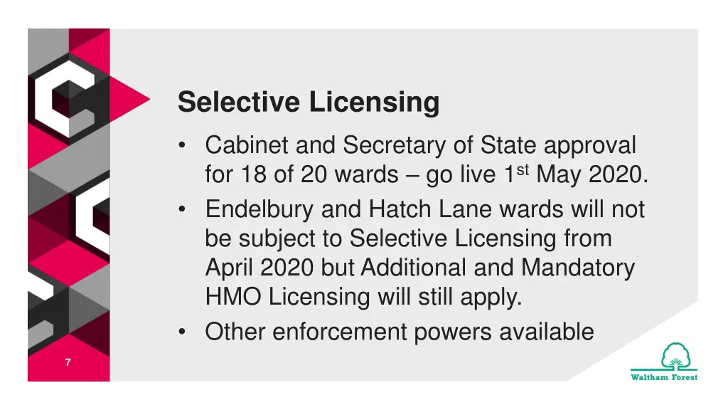 selective licensing cabinet and secretary