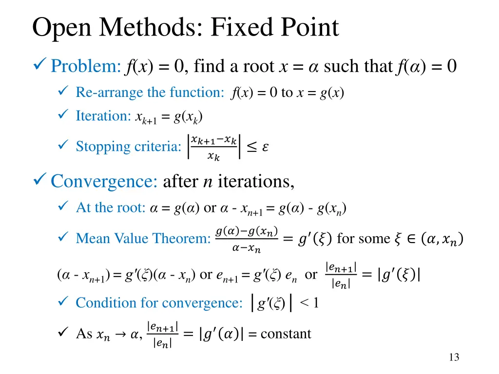open methods fixed point
