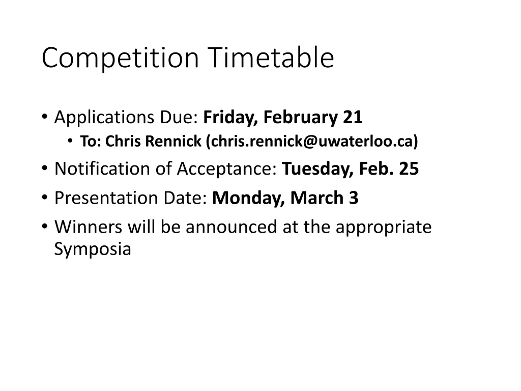 competition timetable