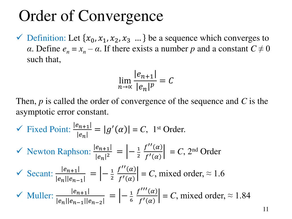 order of convergence