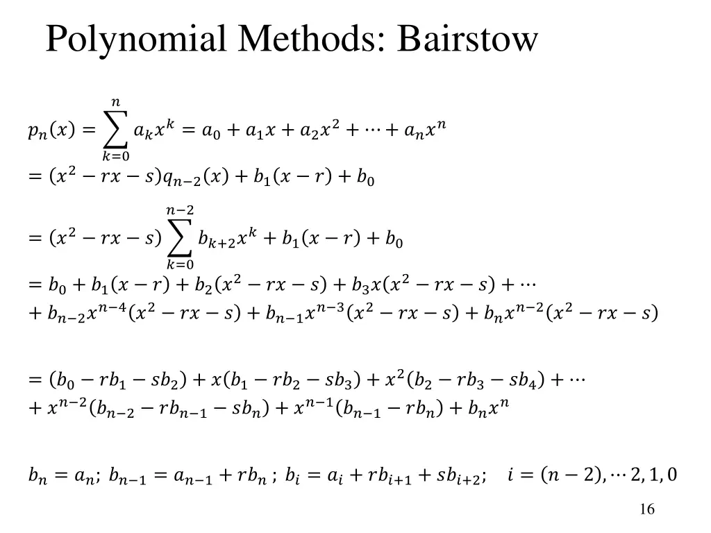 polynomial methods bairstow 1