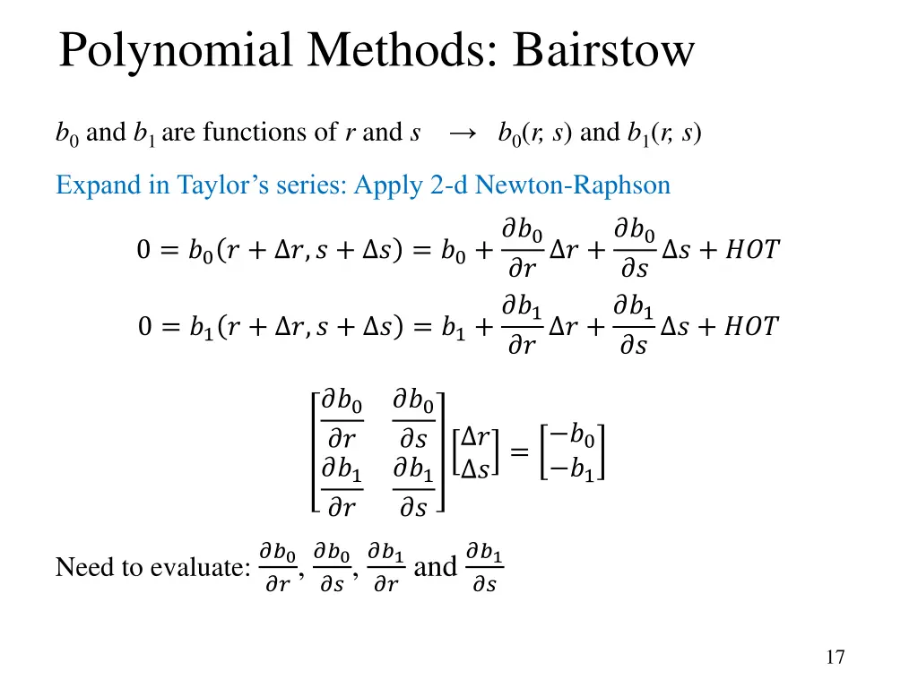 polynomial methods bairstow 2
