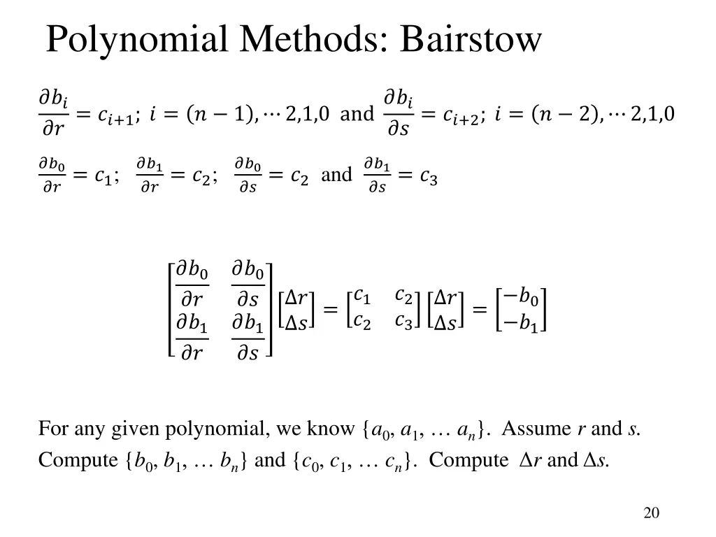 polynomial methods bairstow 5