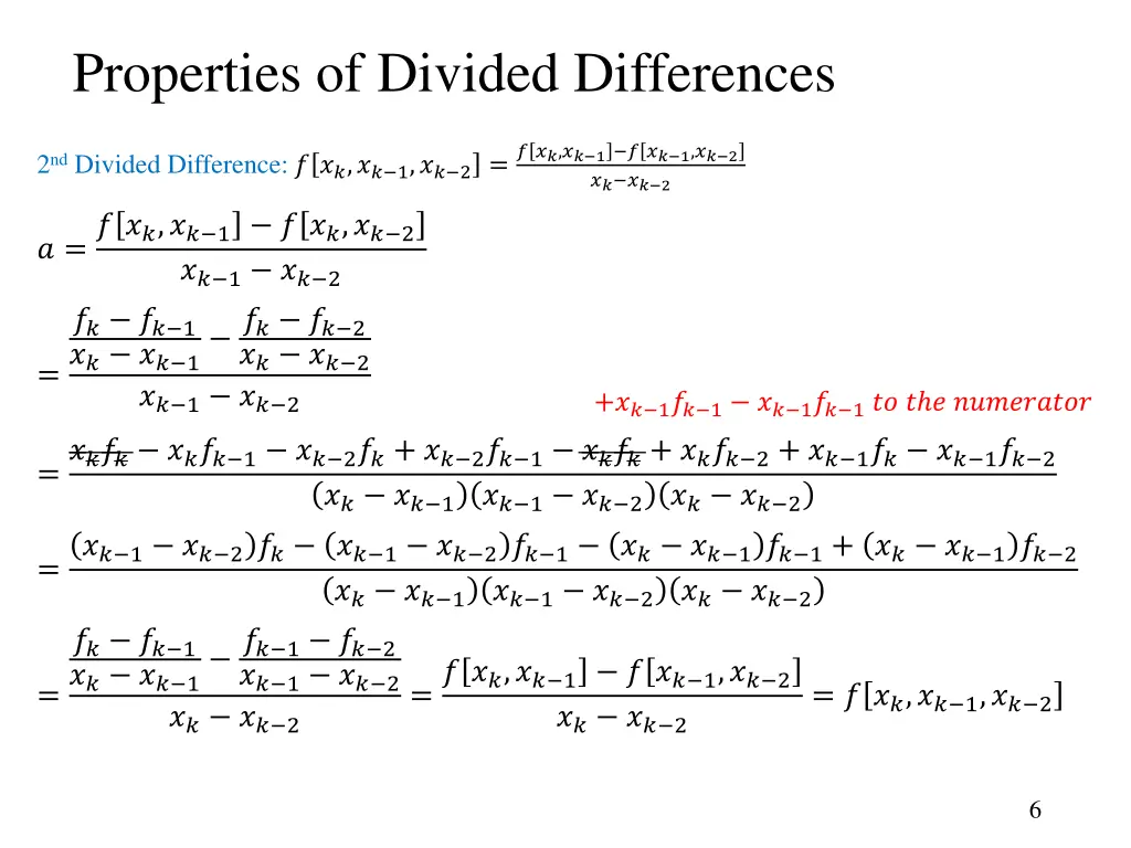 properties of divided differences