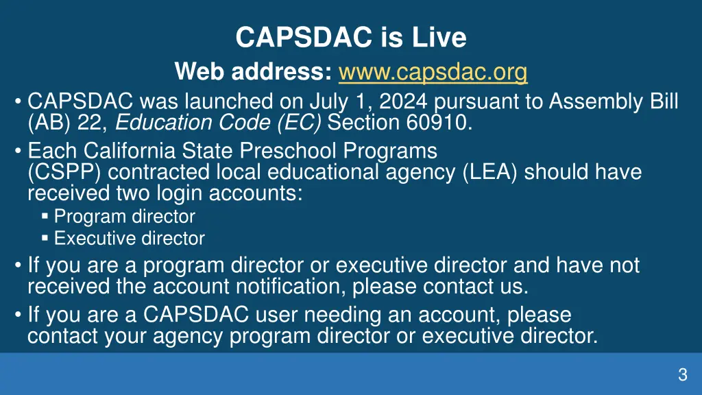 capsdac is live web address www capsdac