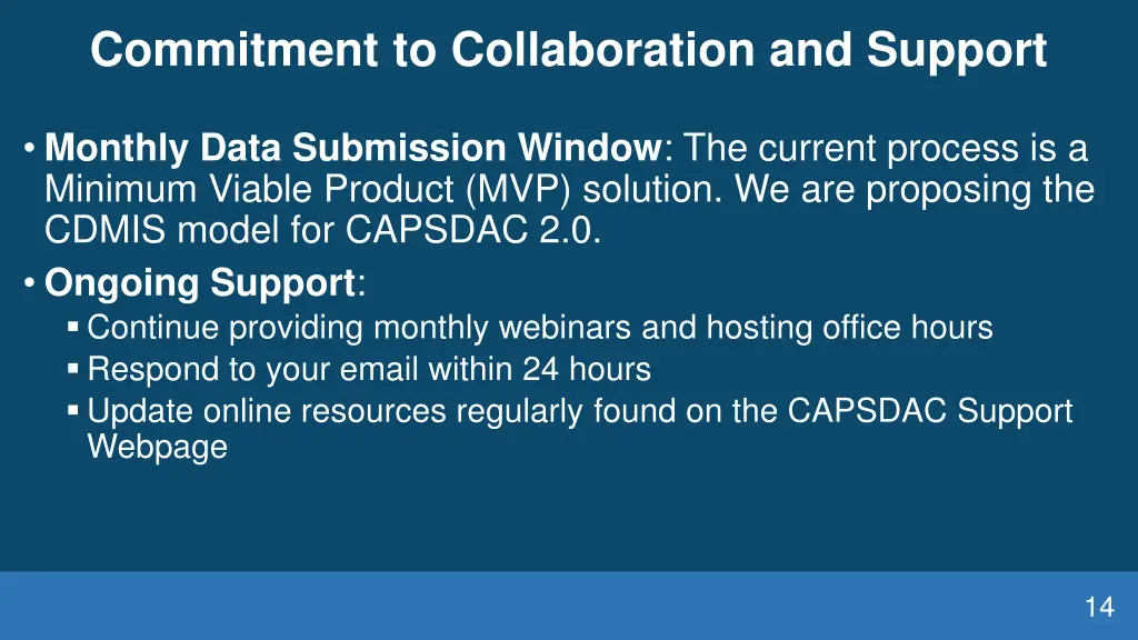 commitment to collaboration and support