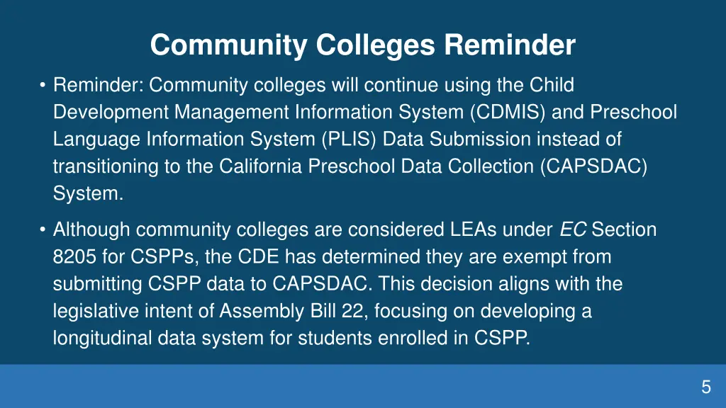 community colleges reminder
