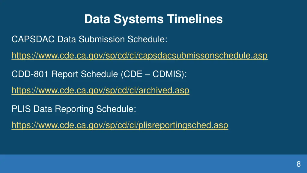 data systems timelines