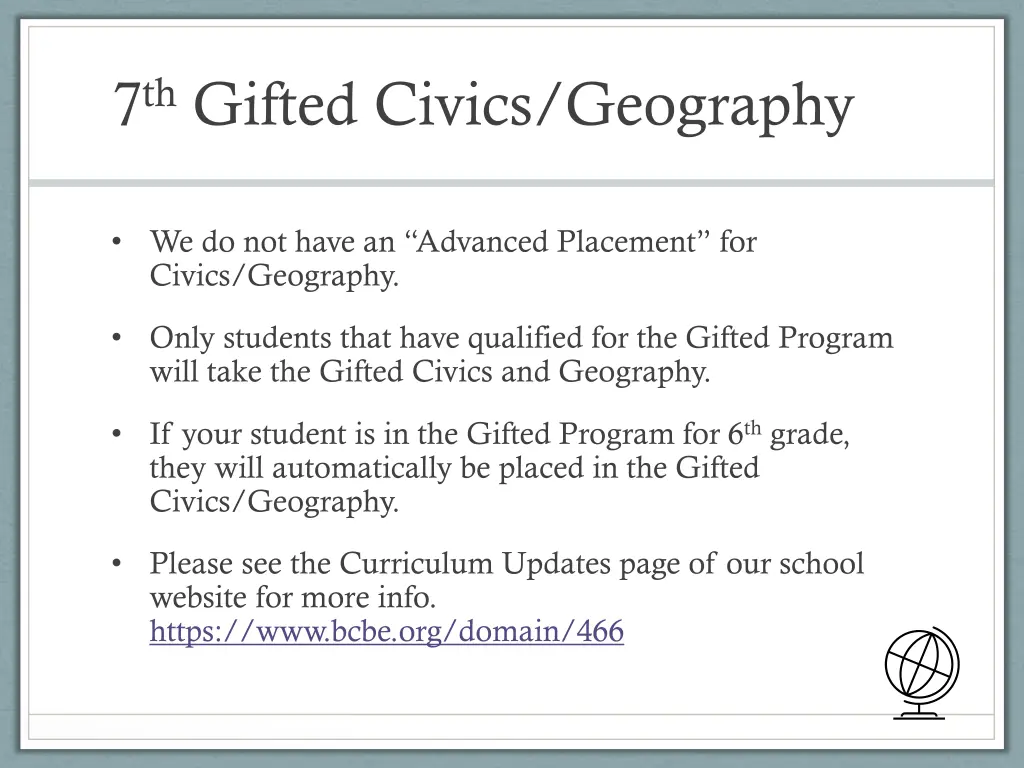 7 th gifted civics geography