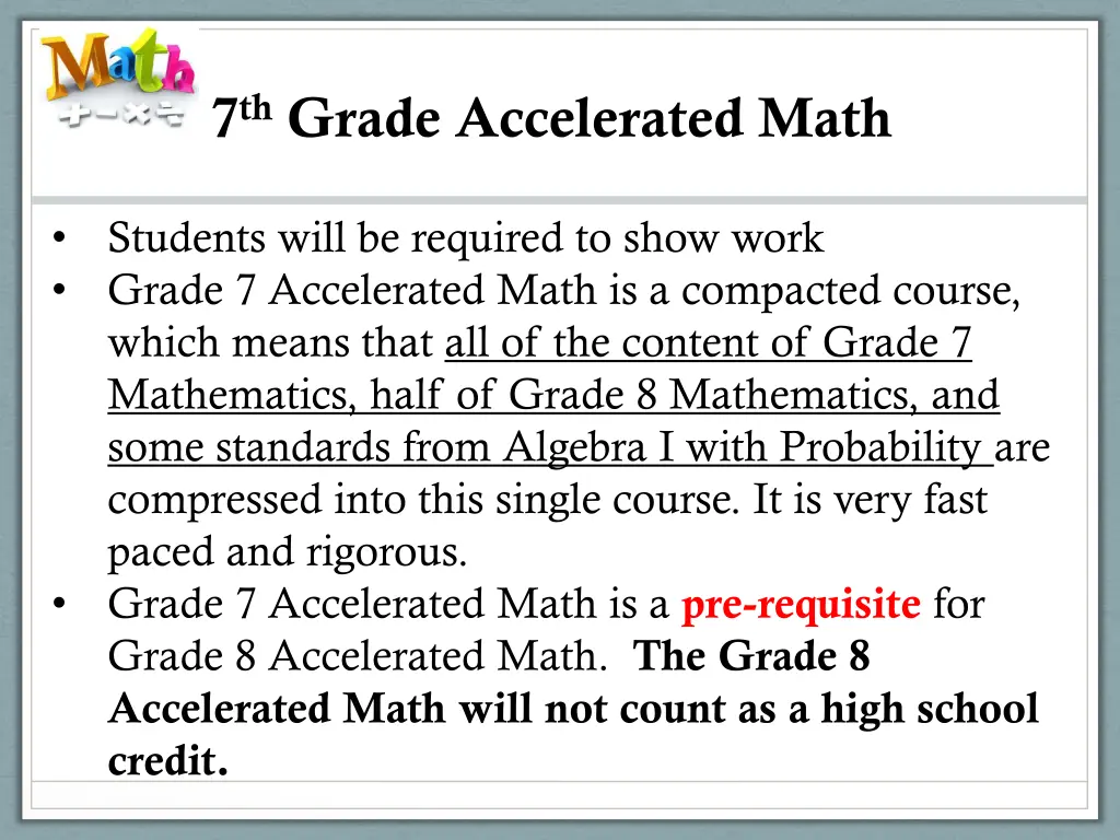 7 th grade accelerated math