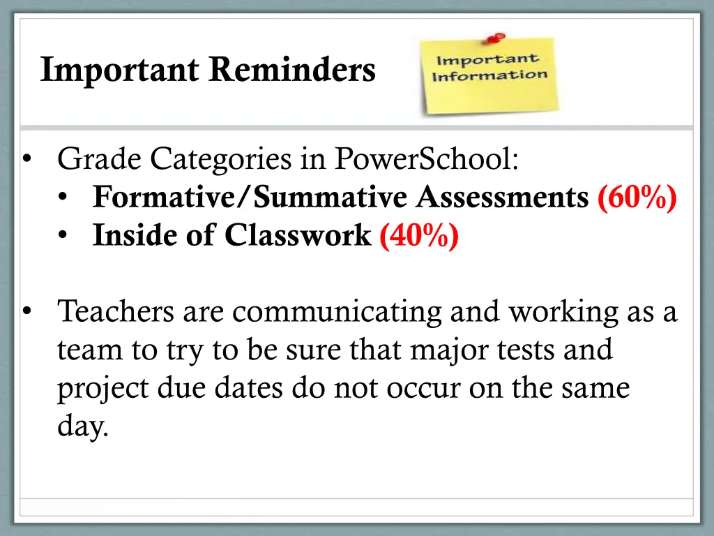 important reminders