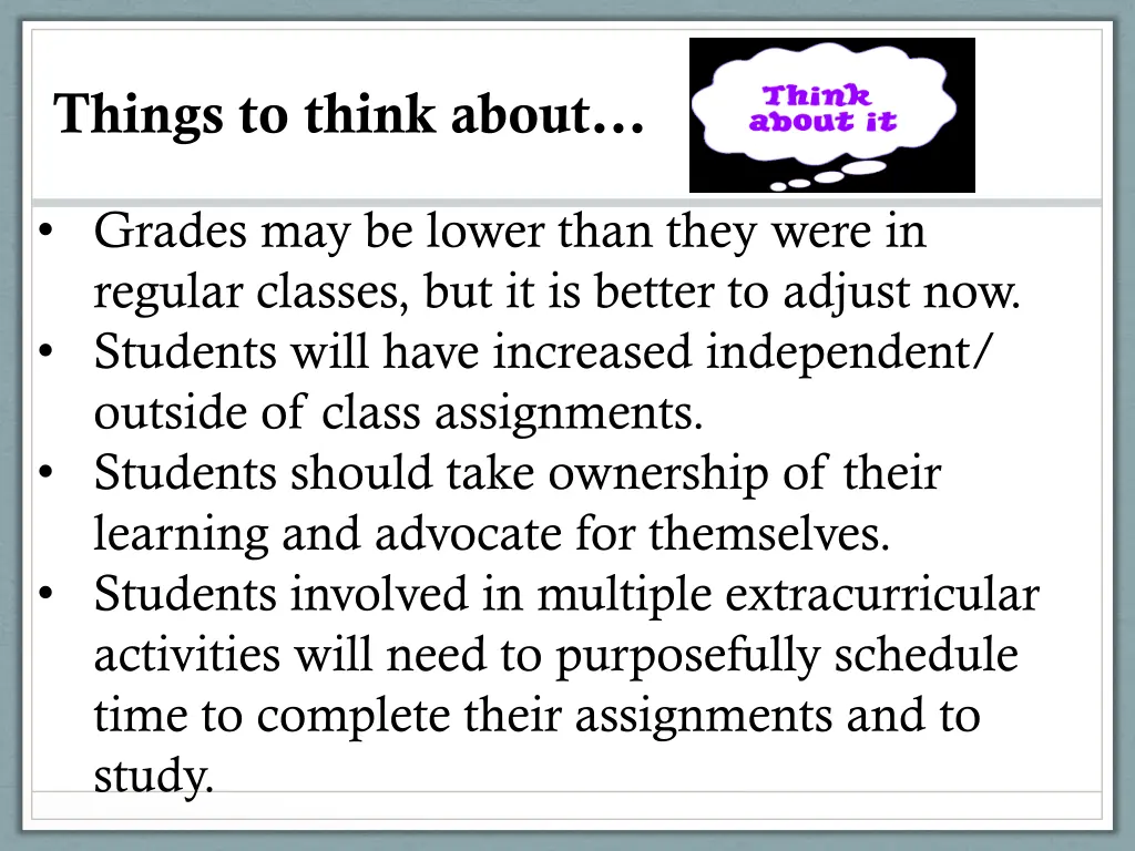 things to think about