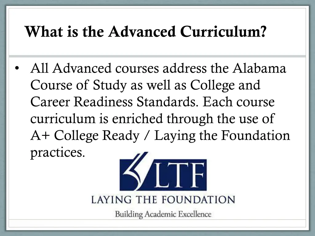 what is the advanced curriculum