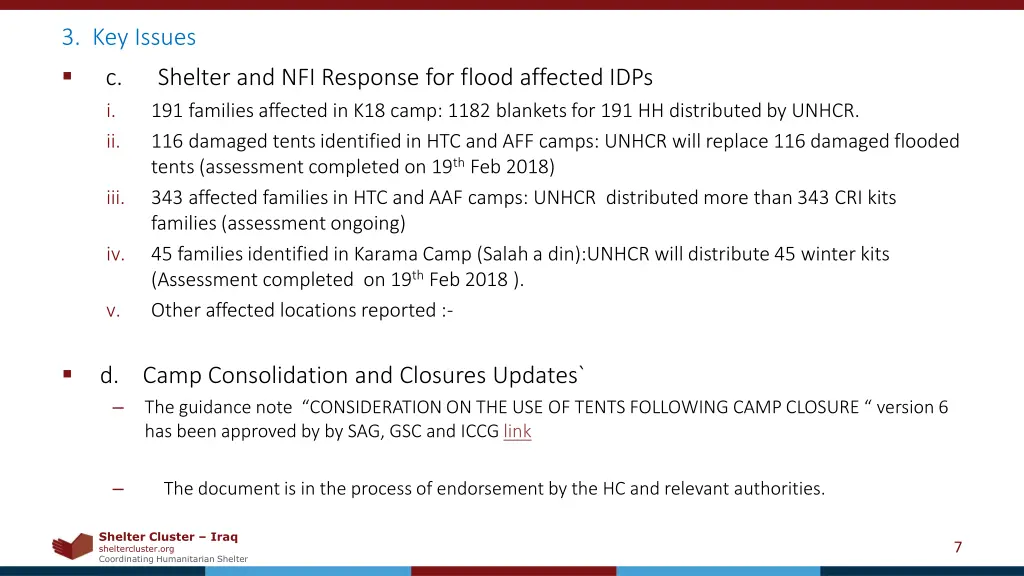 3 key issues c shelter and nfi response for flood