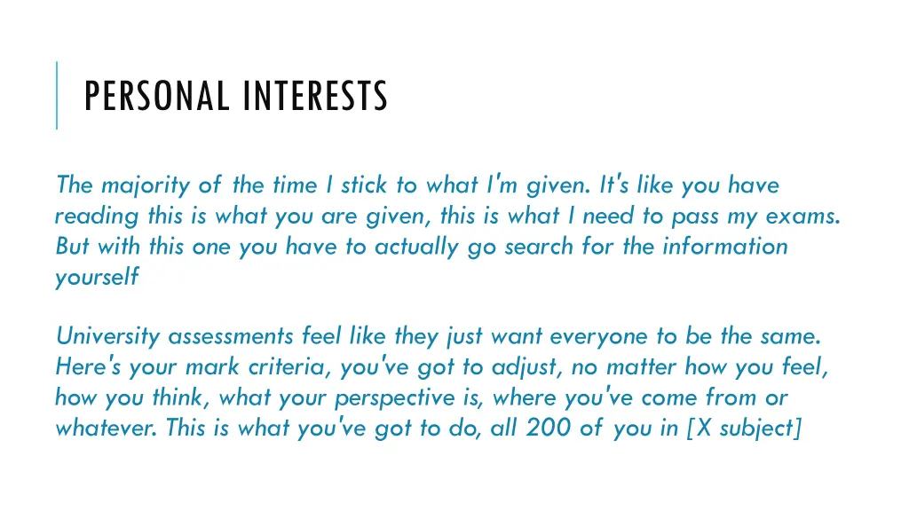 personal interests