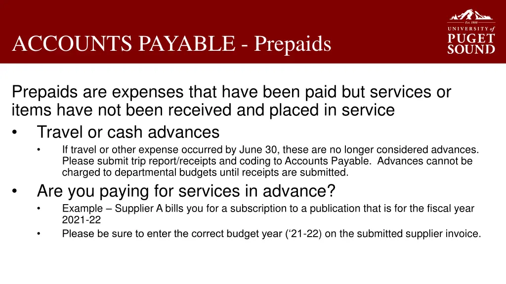accounts payable prepaids