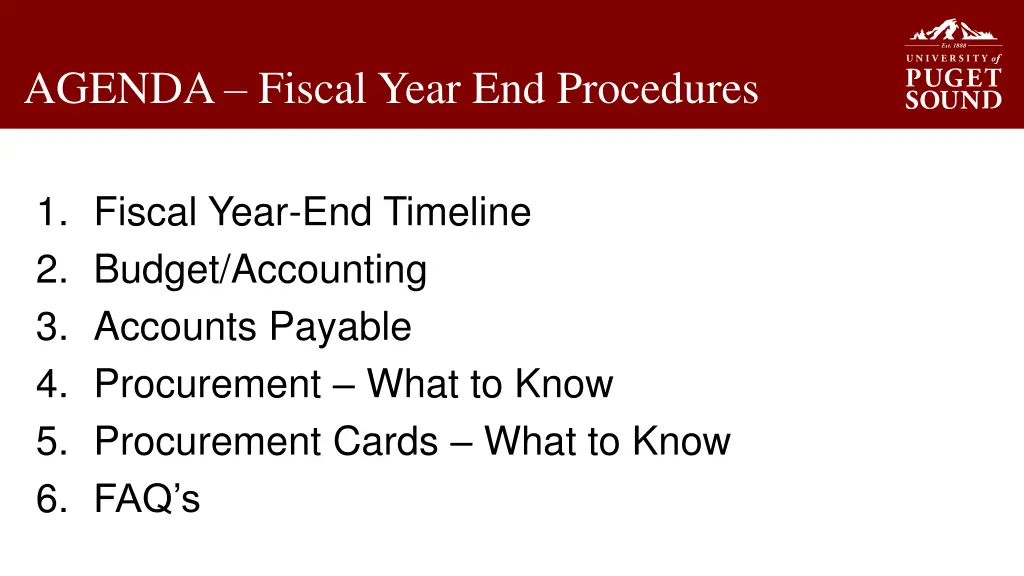 agenda fiscal year end procedures