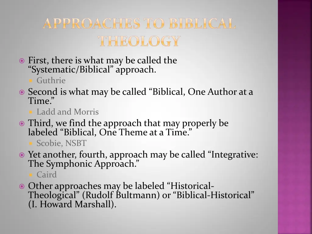 approaches to biblical theology