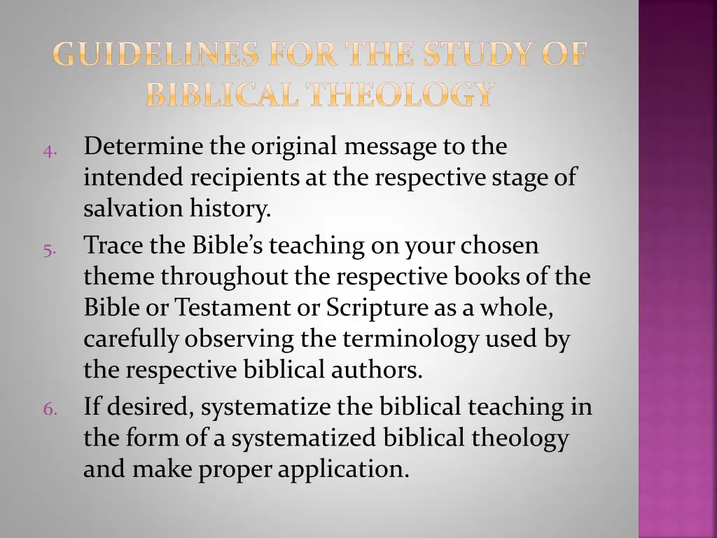 guidelines for the study of biblical theology 1