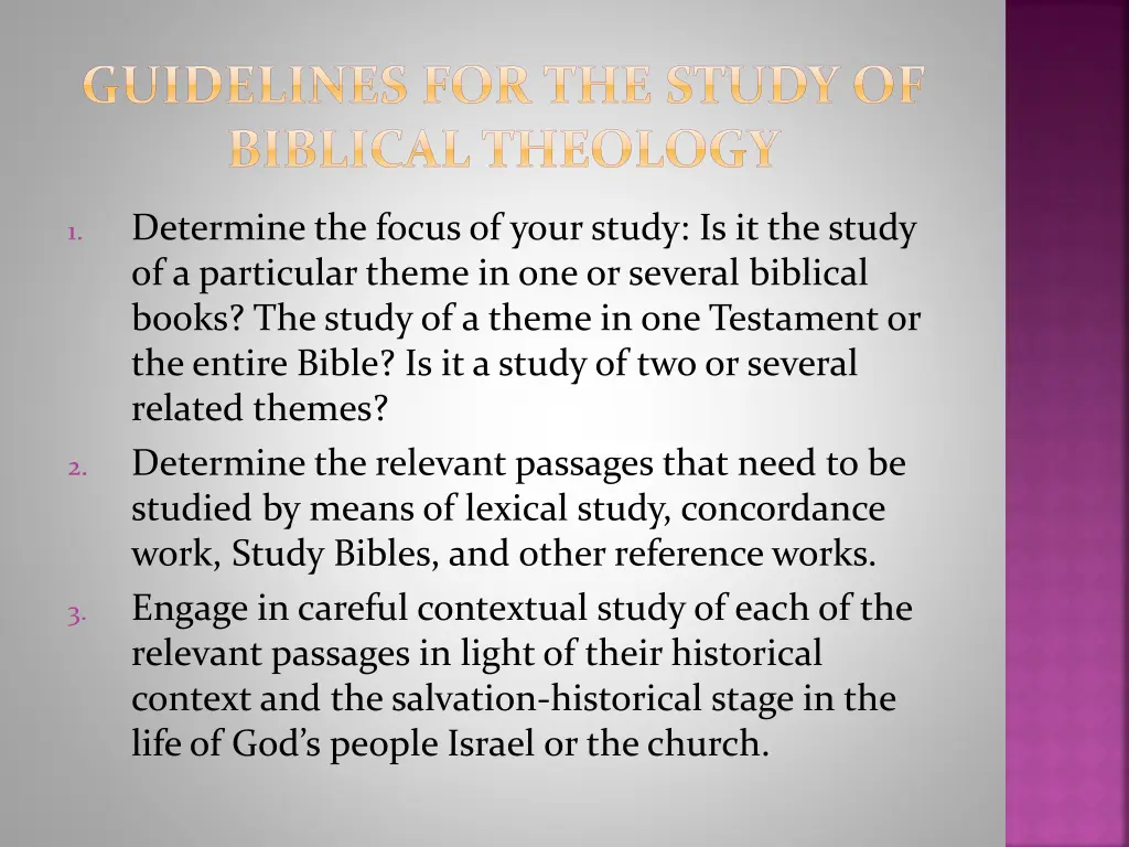 guidelines for the study of biblical theology