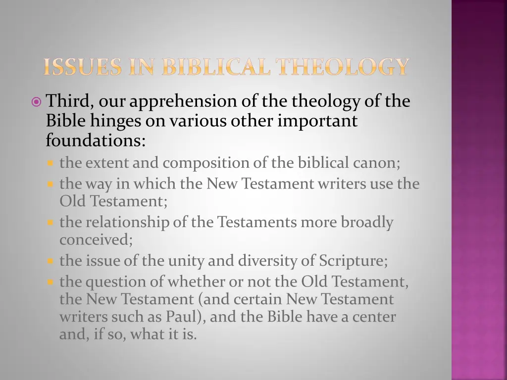 issues in biblical theology 2