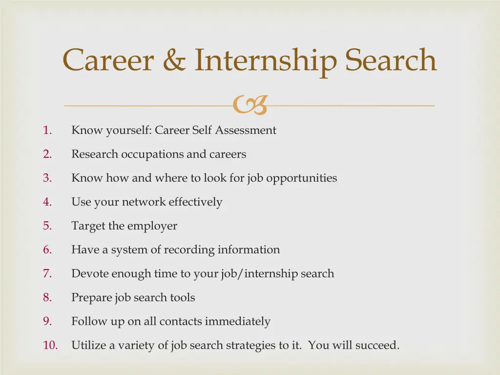 career internship search
