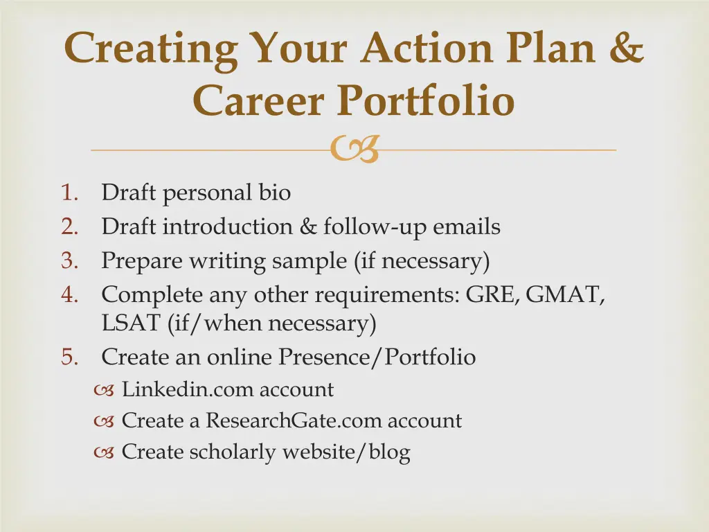 creating your action plan career portfolio 1