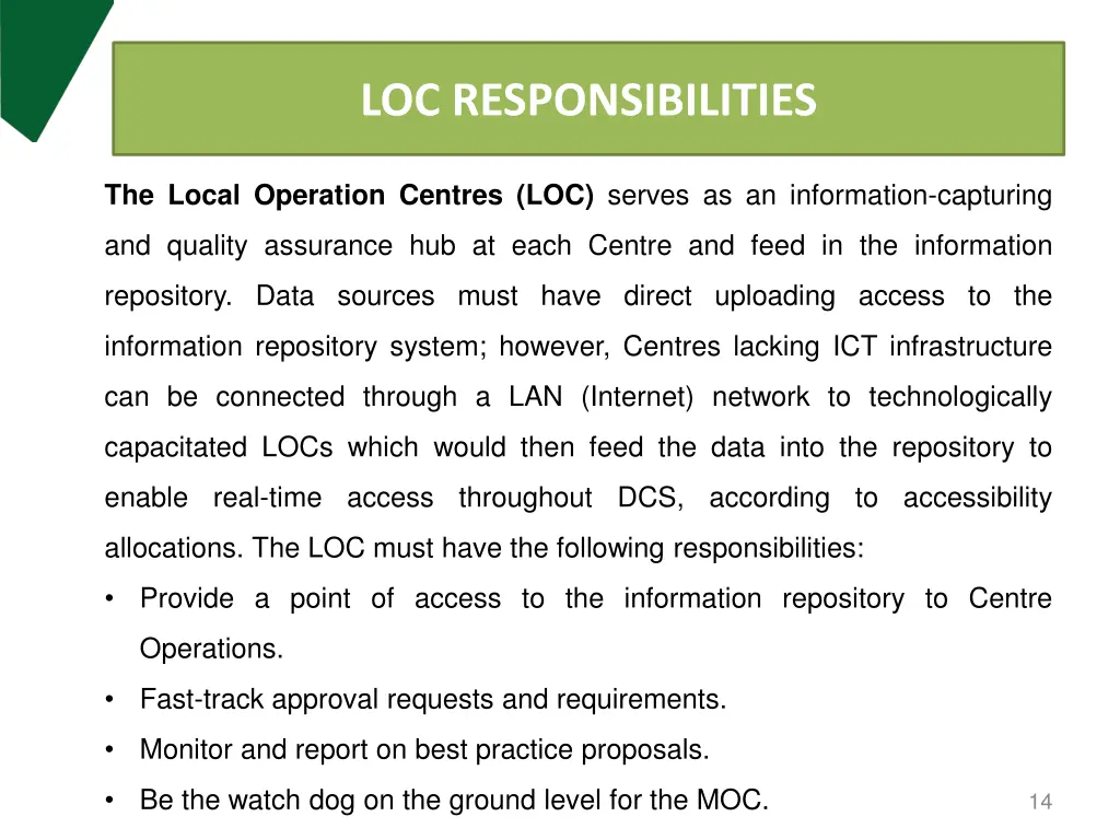 loc responsibilities