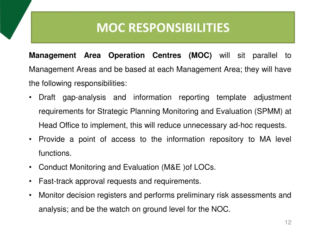 moc responsibilities