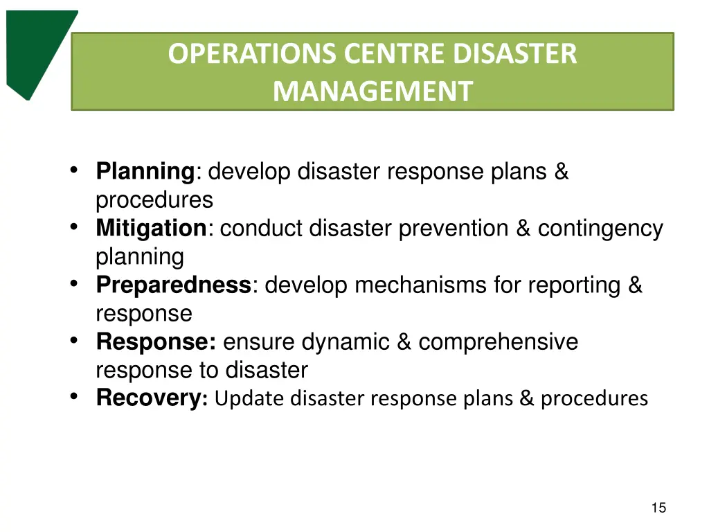 operations centre disaster management