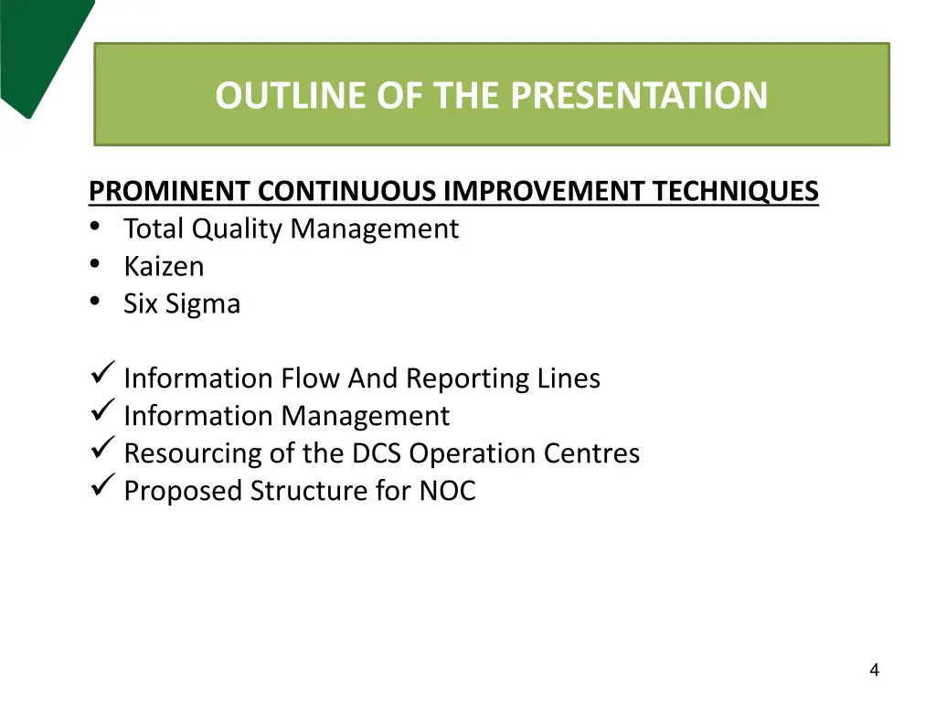 outline of the presentation 1
