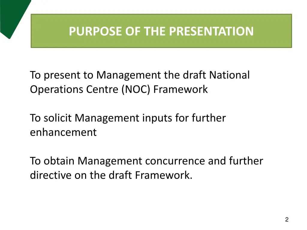 purpose of the presentation