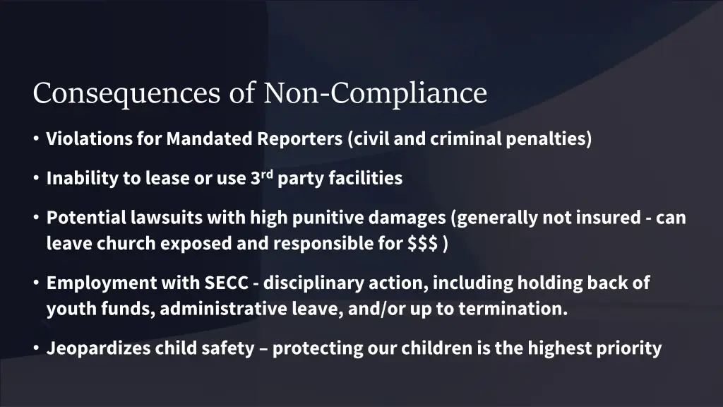 consequences of non compliance